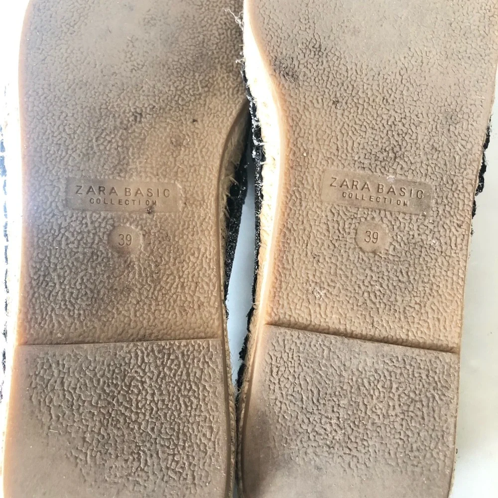 Zara Black and Silver Slip-On Espadrilles